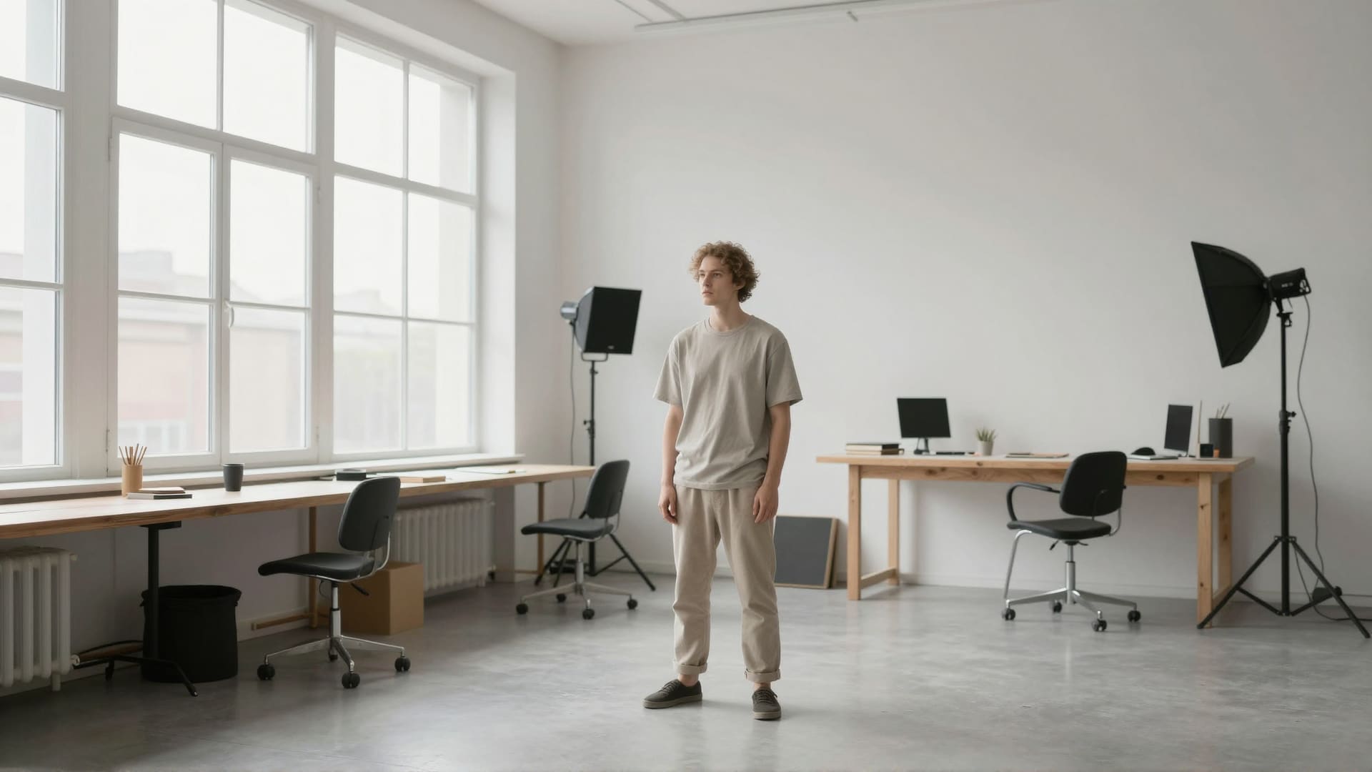 Fotograf sprawdzający portfolio modelki w berlińskim studiu